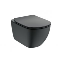 Подвесной унитаз Ideal Standard Tesi Aquablade T0079V3+T3527V3, сиденье тонкое Soft-close, Silk Black (черный матовый)