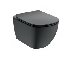 Подвесной унитаз Ideal Standard Tesi Aquablade T0079V3+T3527V3, сиденье тонкое Soft-close, Silk Black (черный матовый)