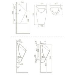 Писсуар CeraStyle с верхним подводом воды, UR00200FU00