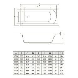 Bonito Home Aventura Slim ванна акриловая 170х75 с ножками, BH-AV-901-170-75 Slim/St
