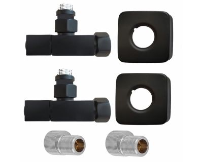 Комплект для подключения с вентилем (квадратный) 3/4" 1/2" черный , Stinox 