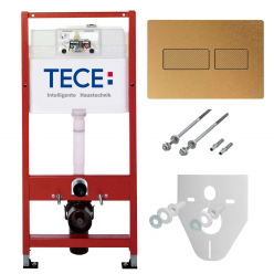 Инсталляция для унитаза TECE base kit 9400436, клавиша solid латунь с текстурой ромба
