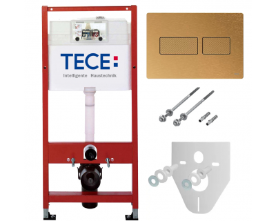 Инсталляция для унитаза TECE base kit 9400436, клавиша solid латунь с текстурой ромба