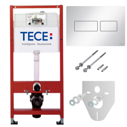 Инсталляция для унитаза TECE base kit 9400432, клавиша solid металлическая белая глянец