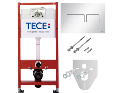Инсталляция для унитаза TECE base kit 9400432, клавиша solid металлическая белая глянец