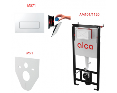  Сет 4в1 система инсталляции AlcaPlast AM101/1120+M571+M91 (кнопка хром)