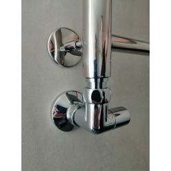 Угловой вентиль колпачковый 3/4"х1/2" боковой, хром глянец