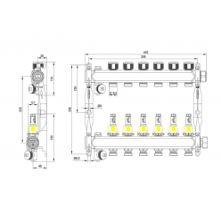 TECEfloor 77310006 Коллектор стальной на 6 контуров для поверхностного отопления с расходомерами в сборе