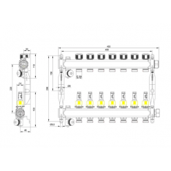 TECEfloor 77310007 Коллектор стальной на 7 контуров для поверхностного отопления с расходомерами в сборе