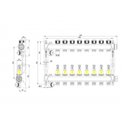 TECEfloor 77310008 Коллектор стальной на 8 контуров для поверхностного отопления с расходомерами в сборе