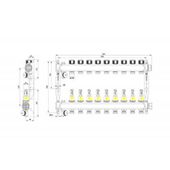 TECEfloor 77310009 Коллектор стальной на 9 контуров для поверхностного отопления с расходомерами в сборе