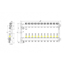 TECEfloor 77310011 Коллектор стальной на 11 контуров для поверхностного отопления с расходомерами в сборе