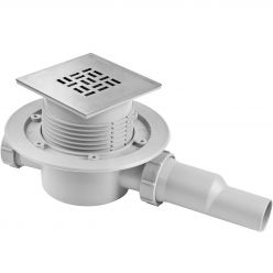 Душевой трап с сухим затвором McAlpine HCFG3-ICE 120х120 мм, горизонтальный выпуск 40/50 мм