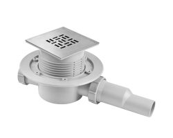 Душевой трап с сухим затвором McAlpine HCFG3-ICE 120х120 мм, горизонтальный выпуск 40/50 мм