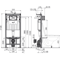 Инсталляция AlcaPlast AM101/1120 + клавиша смыва M570 (белая) + унитаз подвесной Ideal Standard Connect AquaBlade с сиденьем микролифт E047901+E772401