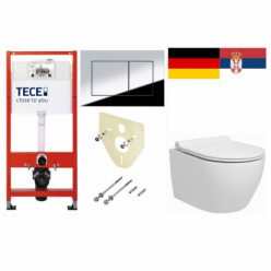 Комплект инсталляция TeceBase с хром кнопкой и унитаз подвесной Pestan Fluenta 49x35,5 Turbo 360° с пневмокрышкой,  40013803 + 40013801 + 9400412