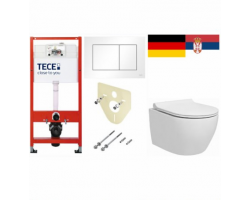 Комплект инсталляция TeceBase с белой кнопкой и унитаз подвесной Pestan Fluenta 49x35,5 Turbo 360° с пневмокрышкой,  40013803 + 40013801 + 9400413