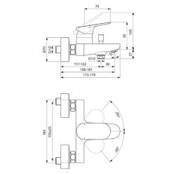 Смеситель Ideal Standart CeraLife O для ванны и душа, BE029AA