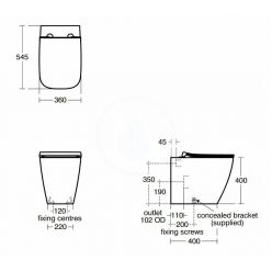 Унитаз приставной Standard i.life B безободковый RimLS+, c крышкой Soft-close T461601+T500301