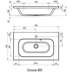 Умывальник встраиваемый Ravak RAVAK 800 CHROME 80X49, XJG01180000