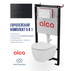 Комплект: Инсталляция AlcaPlast + унитаз Ideal Standard Ellise + клавиша смыва M578 (черная матовая), AM101/1120-4:1M578-VE-01+T569201