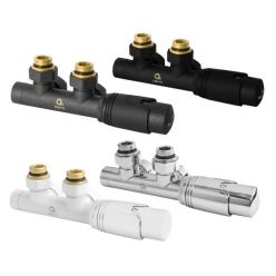 Комплект угловой с термоголовкой для подключения радиатора (бинокль для радиаторов), белый