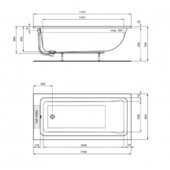 Акриловая ванна Ideal Standard LA DOLCE VITA 170x80 см в комплекте с ножками, 	T540401 