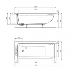 Акриловая ванна Ideal Standard LA DOLCE VITA 170x75 см в комплекте с ножками, T540301