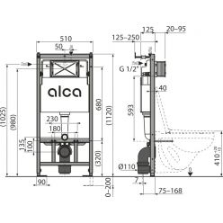 Комплект: Инсталляция AlcaPlast + унитаз Ideal Standard Ellise + клавиша смыва M571 (хром), AM101/1120-4:1M571-VE-01+T569201