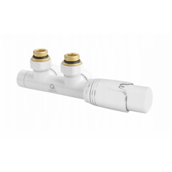 Комплект угловой с термоголовкой для подключения радиатора (бинокль для радиаторов), белый