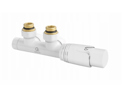 Комплект угловой с термоголовкой для подключения радиатора (бинокль для радиаторов), белый