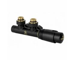 Комплект угловой с термоголовкой для подключения радиатора (бинокль для радиаторов), черный