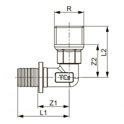 Уголок TECEspring AX соединительный с ниппелем латунь 20 x R 1/2",  767520S