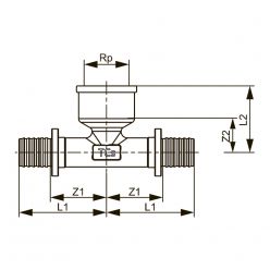 Тройник 90° TECEspring AX с внутренней резьбой латунь 25 x Rp 3/4" x 25, 769525S