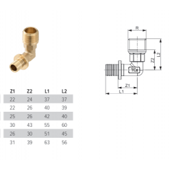 Уголок TECEspring AX соединительный с ниппелем латунь 20 x R 1/2",  767520S