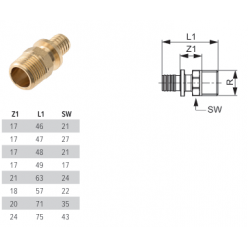 TECEspring AX Соединение прямое с ниппелем латунь 25 x R 1", 765508S