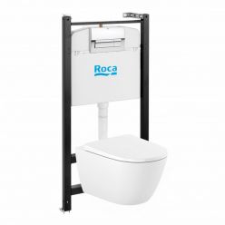 Комплект подвесной унитаз + инсталляция + кнопка Roca Ona Rimless, ZRU9310392