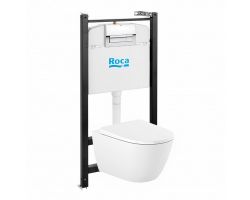 Комплект подвесной унитаз + инсталляция + кнопка Roca Ona Rimless, ZRU9310392