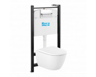 Комплект подвесной унитаз + инсталляция + кнопка Roca Ona Rimless, ZRU9310392