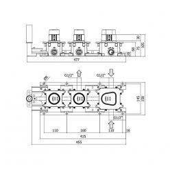 Внешняя часть смесителя ТЕРМОСТАТ на 2 выхода Paffoni Modular Box (цвет - хром), MDE000CR