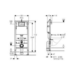 Инсталляция для подвесного унитаза Geberit Duofix DELTA UP100, 458.103.00.1 в комплекте с креплением к стене