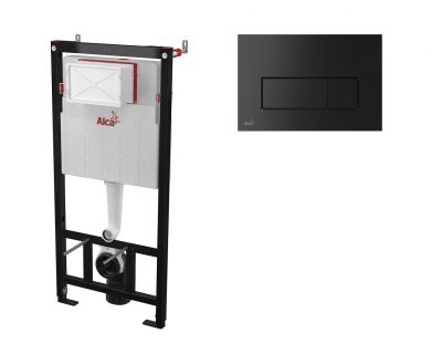  Инсталляция для унитаза AlcaPlast AM101/1120 + клавиша смыва M578 (черная мат.)