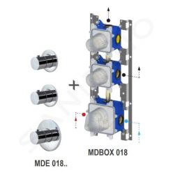 Внешняя часть смесителя ТЕРМОСТАТ на 2 выхода Paffoni Modular Box (цвет - хром), MDE018CR