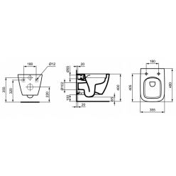 Подвесной унитаз Ideal Standard i.life S RimLS+ с сиденьем Soft-close, T459201+T532901 укороченный