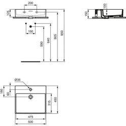 Умывальник Ideal Standard EXTRA T372601, 50x45 см