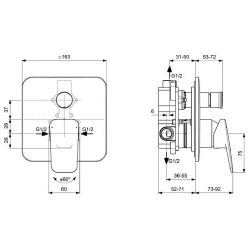 Система скрытого монтажа Ideal Standard Ceraplan хром (6 in 1), верхний душ 300x300 мм, SetBD259AA-2