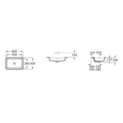 Умывальник врезной Roca Gap Square 55x35 73270YF000, белый