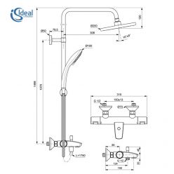 Душевая система для ванны Ideal Standard Ceratherm T25 с термостатом и изливом, A7590AA
