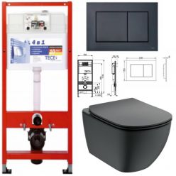 Комплект: инсталляции для унитаза TECEbase c кнопкой 9400407 и  унитаз Ideal Standard Tesi Aquablade T0079V3+T3527V3