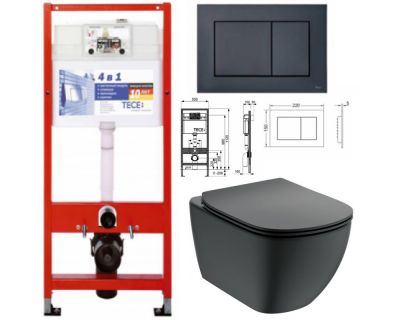 Комплект: инсталляции для унитаза TECEbase c кнопкой 9400407 и  унитаз Ideal Standard Tesi Aquablade T0079V3+T3527V3